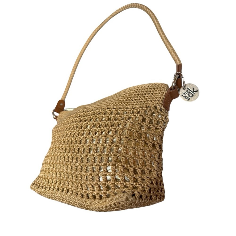 The Sak Bamboo and Gold Layer Stylish Tan Woven Bag